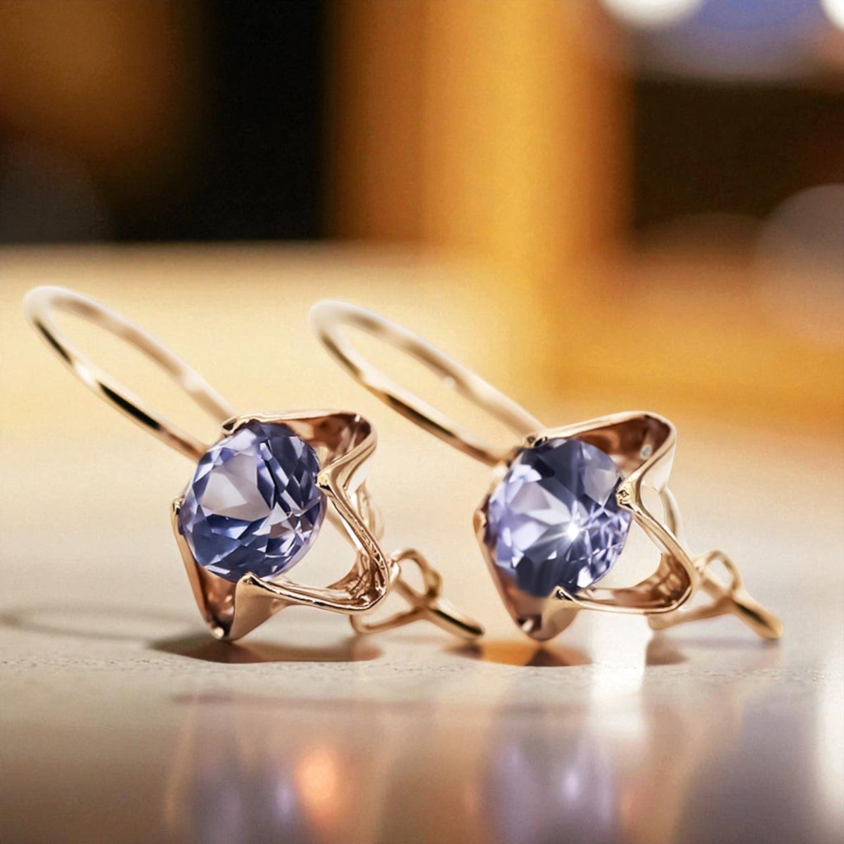 Vintage Alexandrite Earrings in 14K Rose Gold (vec142r-ax)