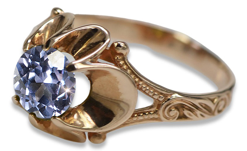 Vintage Alexandrite Ring in 14K Rose Gold (vrc377r-ax) — back view with the clasp