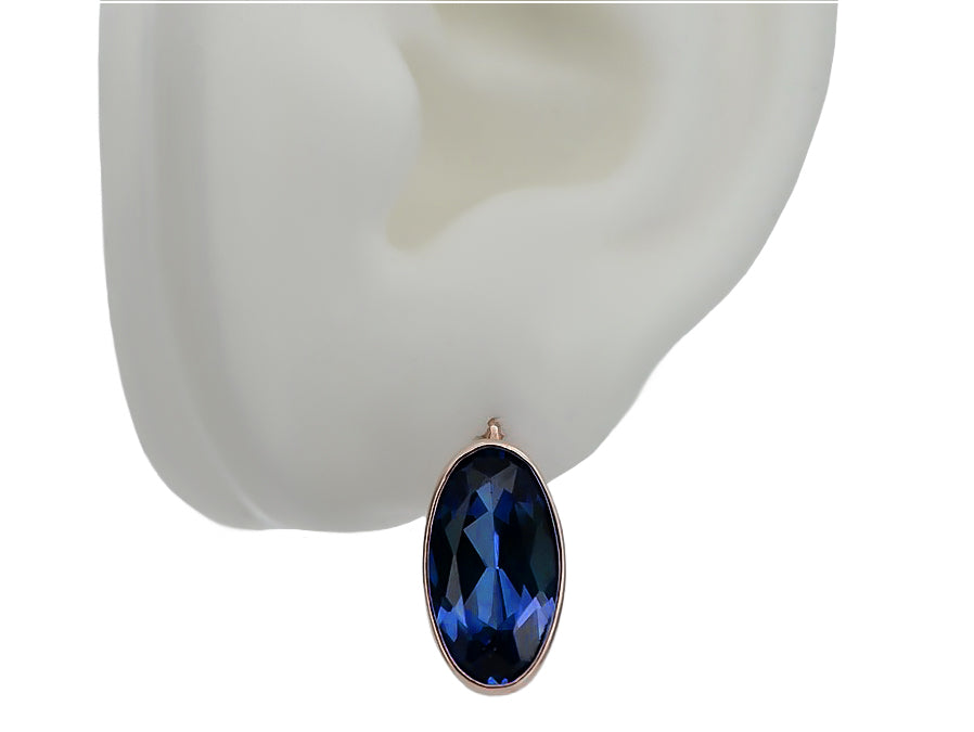 Vintage Sapphire Earrings in 14K Rose Gold (vec001r-sp) — close-up of the stone and setting