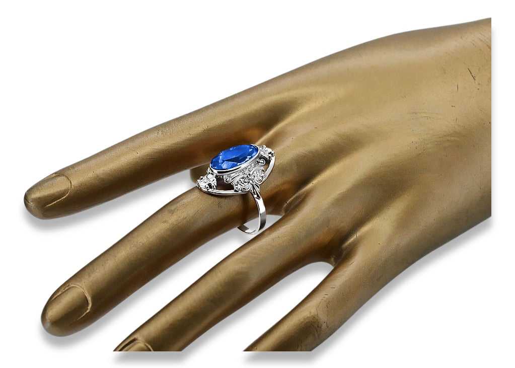 Vintage Sapphire Ring in Sterling Silver (vrc014s-sp) — side view showing the setting