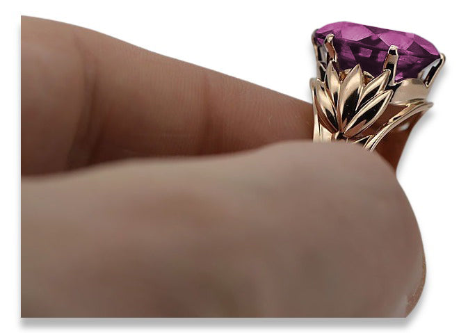 Vintage Amethyst Ring in 14K Rose Gold (vrc029r-am) — side view showing the setting