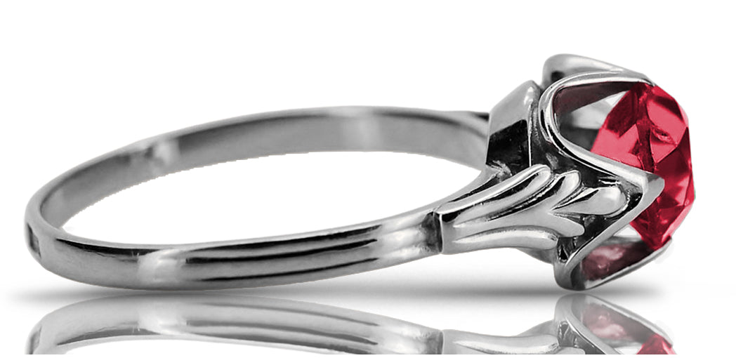 Vintage Ruby Ring in Sterling Silver (vrc023s-rb) — full view of the piece