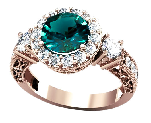 Vintage Emerald Ring in 14K Rose Gold (crc003r-em) — full view of the piece