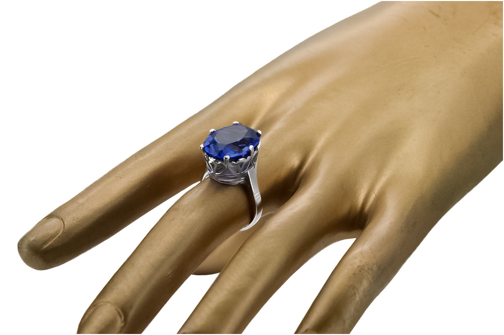Vintage Sapphire Ring in Sterling Silver (vrc130s-sp) — close-up of the hallmark on the inner band