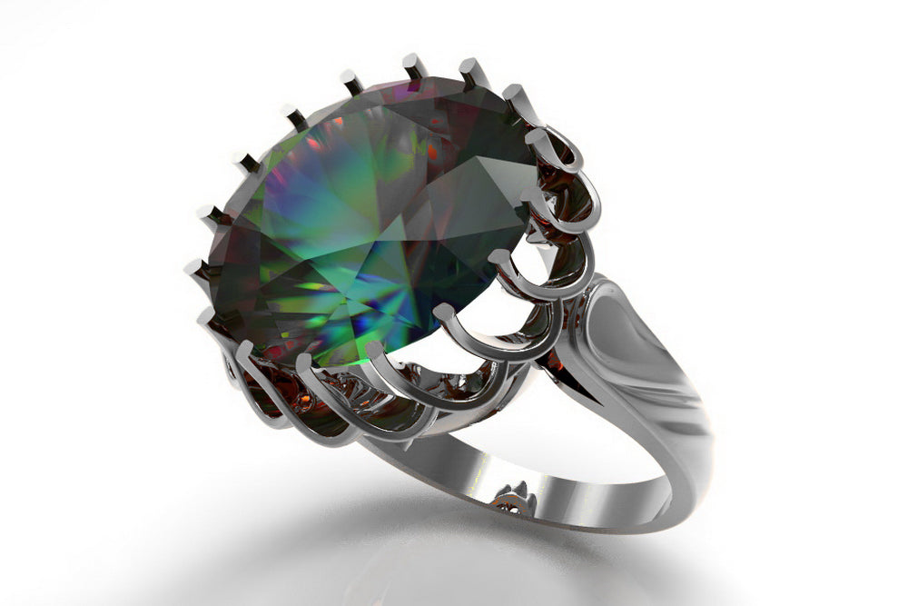 Vintage Alexandrite Ring in Sterling Silver (vrc035s-ax) — worn on the neckline, showing the drape