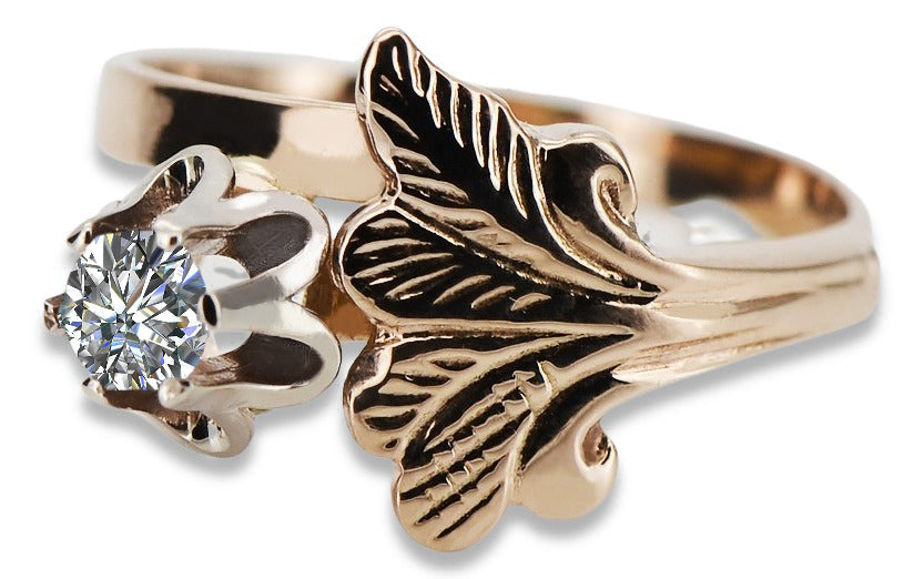 Vintage Zircon Zircone Ring in 14K Rose Gold (vrc169r-zi) — full view of the piece