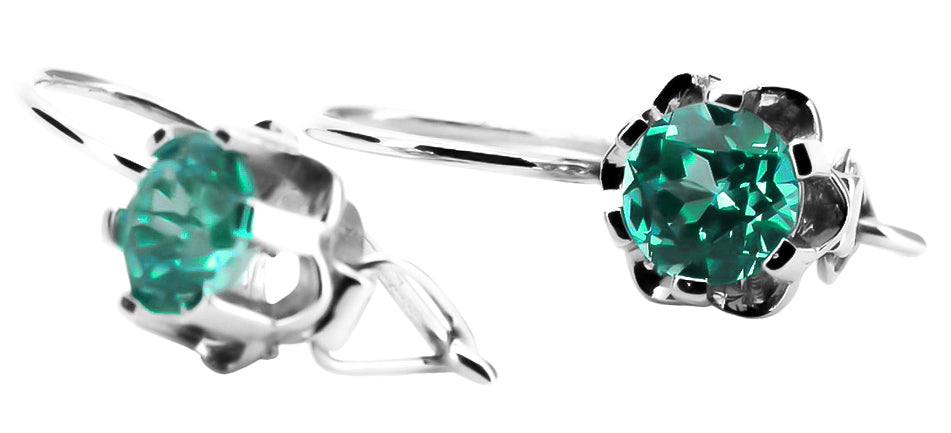 Vintage Emerald Earrings in Sterling Silver (vec019s-em) — close-up of the hallmark on the inner band