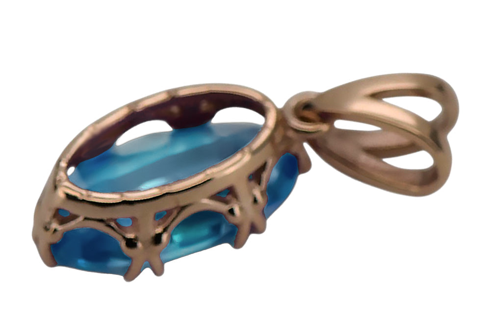 Vintage Aquamarine Pendant in 14K Rose Gold (vpc019r-aq) — close-up of the hallmark on the inner band