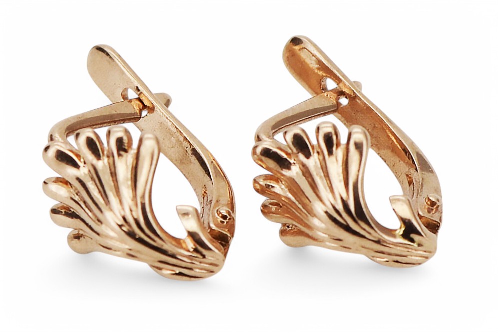 Vintage Leaf Earrings in 14K Rose Gold (ven211)