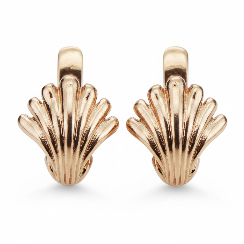 Vintage Leaf Earrings in 14K Rose Gold (ven211) — view 9