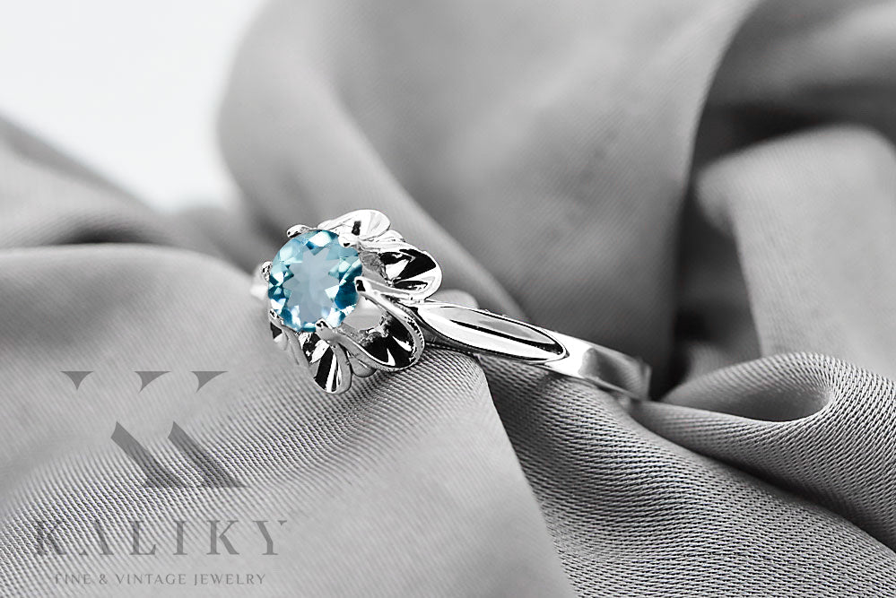 Vintage Aquamarine Ring in Sterling Silver (vrc004s-aq) — close-up of the hallmark on the inner band