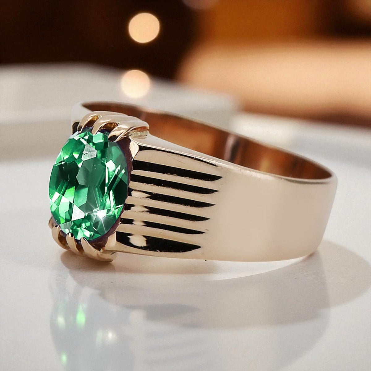 Vintage Emerald Ring in 14K Rose Gold (vrc007r-em)
