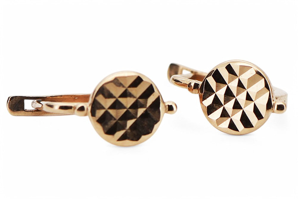 Vintage Hoops Earrings in 14K Rose Gold (ven109) — full view of the piece