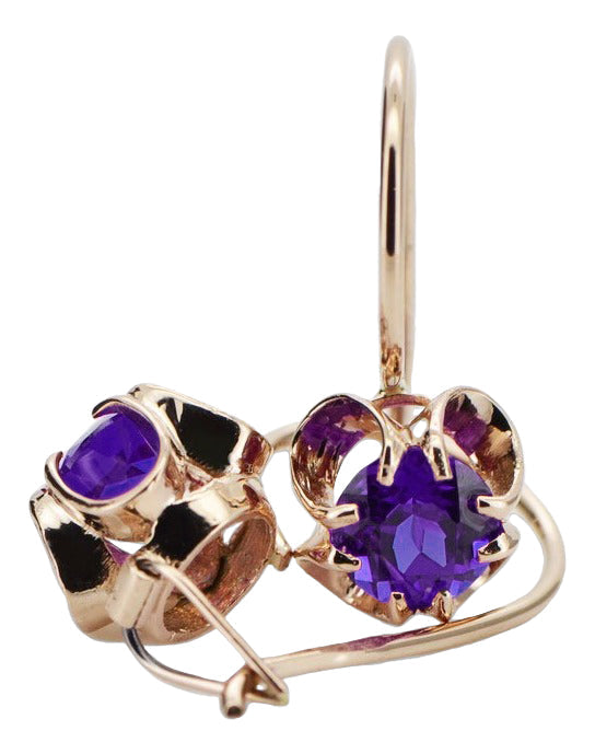 Vintage Alexandrite Earrings in 14K Rose Gold (vec035r-ax) — full view of the piece