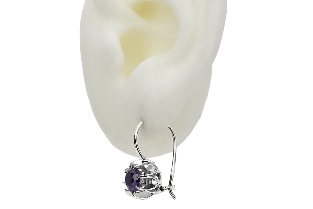Vintage Alexandrite Earrings in Sterling Silver (vec062s-ax)