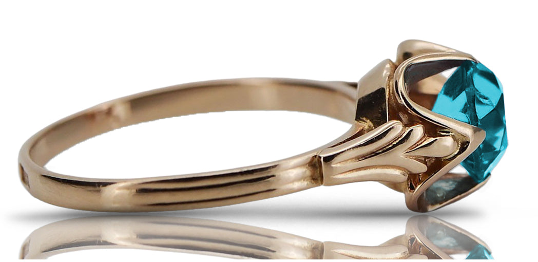 Vintage Aquamarine Ring in 14K Rose Gold (vrc023r-aq) — full view of the piece