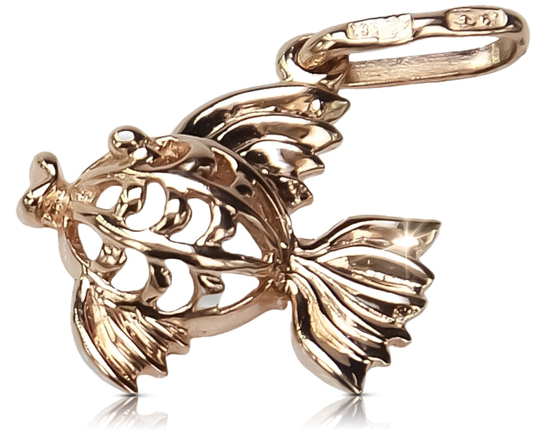 Vintage Fish Pendant in Rose Gold-Plated Sterling Silver (vpn021rp) — full view of the piece