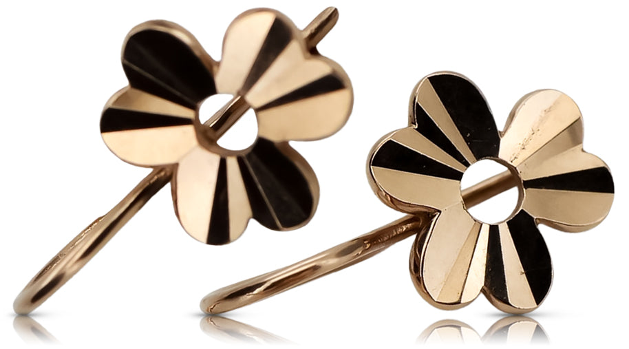 Vintage Leaf Earrings in 14K Rose Gold (ven120) — view 2