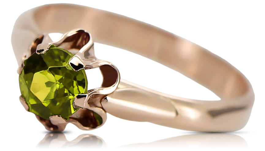 Vintage Yellow Peridot Ring in 14K Rose Gold (vrc094r-yp) — full view of the piece