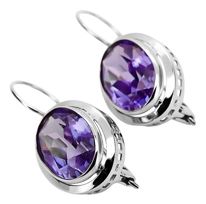Vintage Alexandrite Earrings in Sterling Silver (vec114s-ax)
