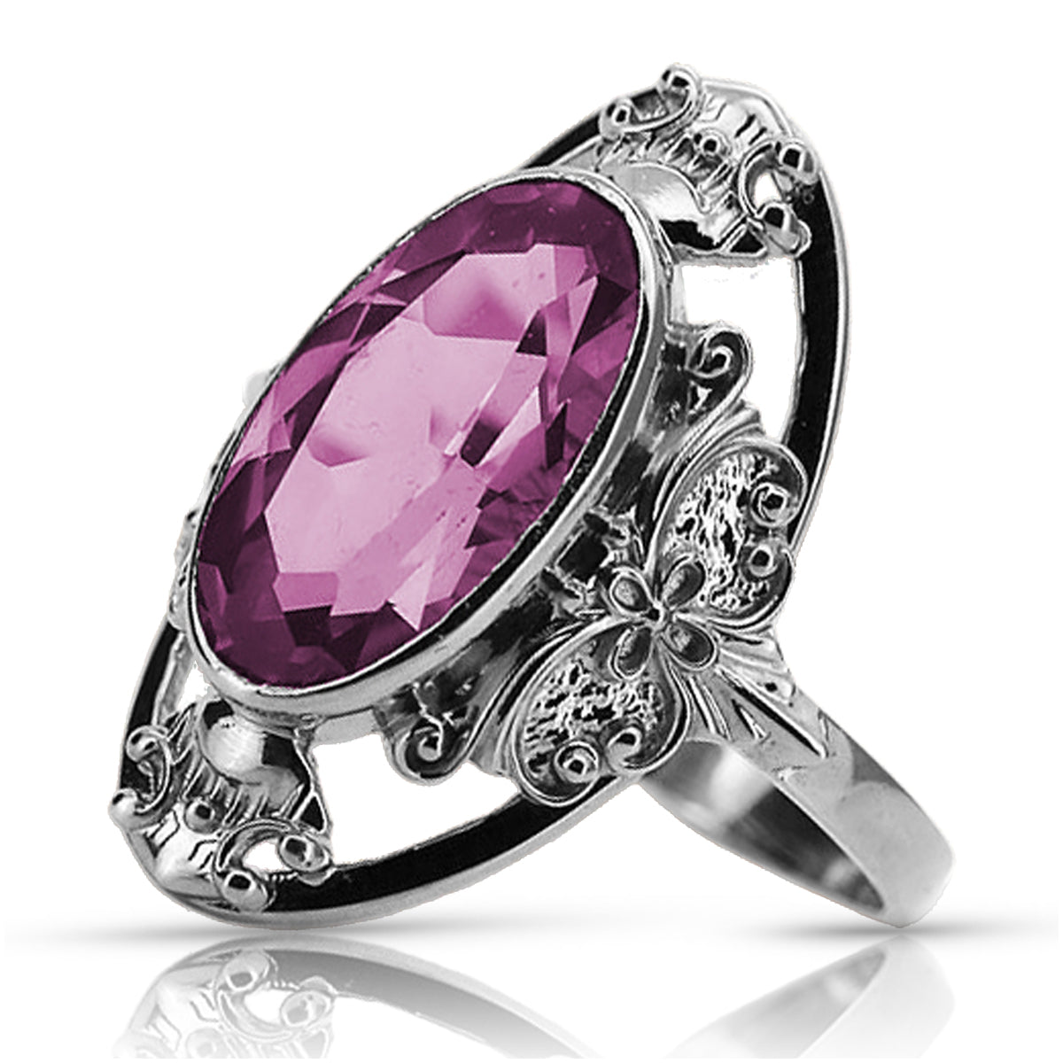 Vintage Amethyst Ring in Sterling Silver (vrc014s-am) — close-up of the hallmark on the inner band
