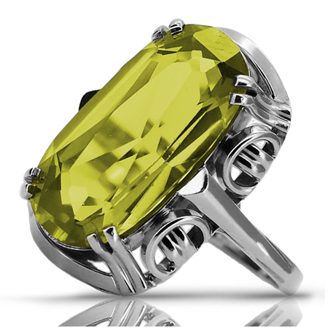 Vintage Yellow Peridot Ring in Sterling Silver (vrc038s-yp)