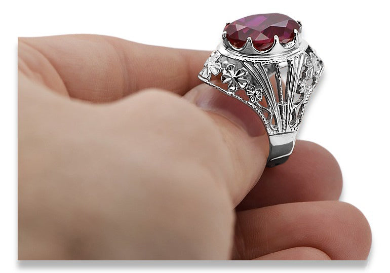 Vintage Ruby Ring in Sterling Silver (vrc031s-rb) — close-up of the hallmark on the inner band