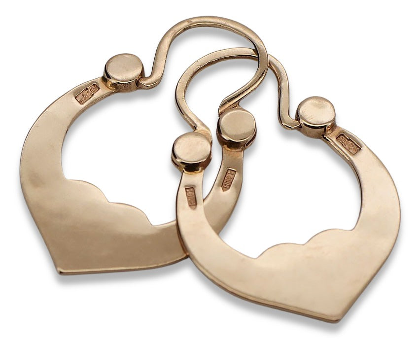 Vintage Gipsy Earrings in 14K Rose Gold (ven017) — close-up of the hallmark on the inner band