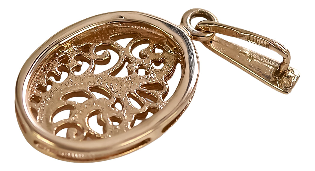 Vintage Oval Pendant in Rose Gold-Plated Sterling Silver (vpn088rp) — view 3