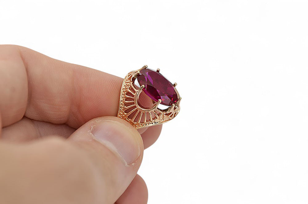 Vintage Ruby Craft Ring in 14K Rose Gold (vrc003r-rb) — full view of the piece