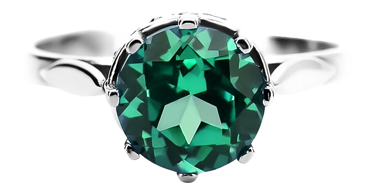 Vintage Emerald Ring in Sterling Silver (vrc366s-em) — worn on the hand, showing profile