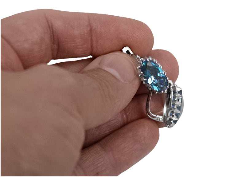 Vintage Aquamarine Earrings in Sterling Silver (vec174s-aq)