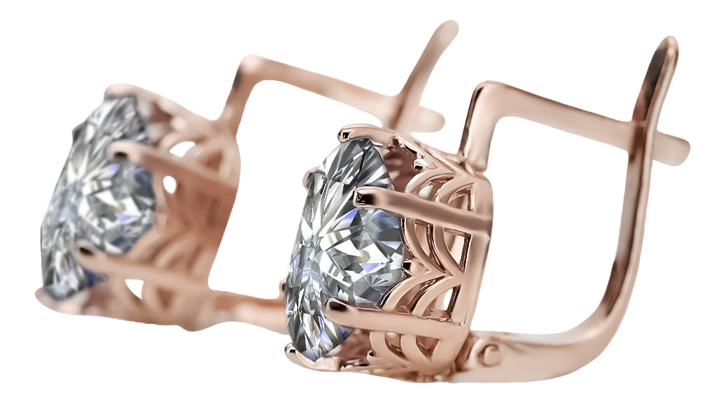 Vintage Zircon Earrings in 14K Rose Gold (vec003r-zi) — detail of the metal texture