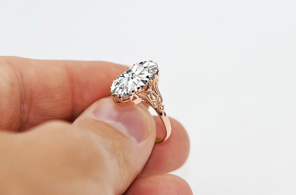 Vintage Zircon Ring in 14K Rose Gold (vrc058r-zi) — close-up of the hallmark on the inner band