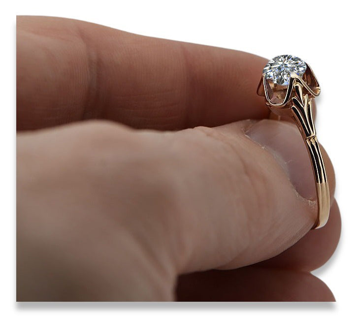 Vintage Zircon Cubic Ring in 14K Rose Gold (vrc023r-zi) — worn on the hand, showing profile