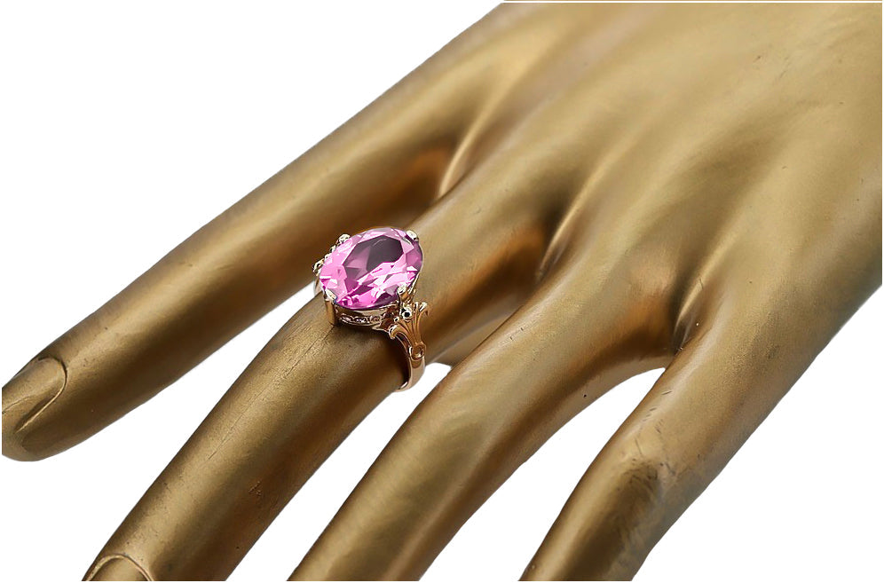 Vintage Amethyst Craft Ring in 14K Rose Gold (vrc369r-am) — side view showing the setting