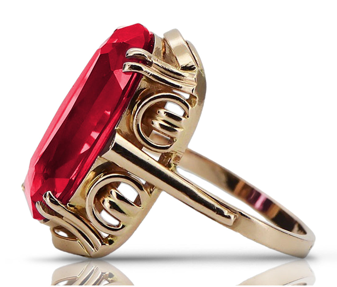 Vintage Ruby Ring in 14K Rose Gold (vrc038r-rb) — side view showing the setting