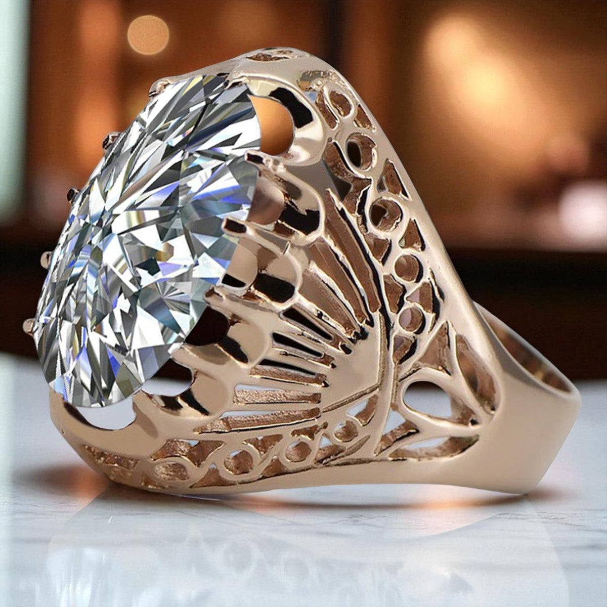 Vintage Zircon Ring in 14K Rose Gold (vrc020r-zi)