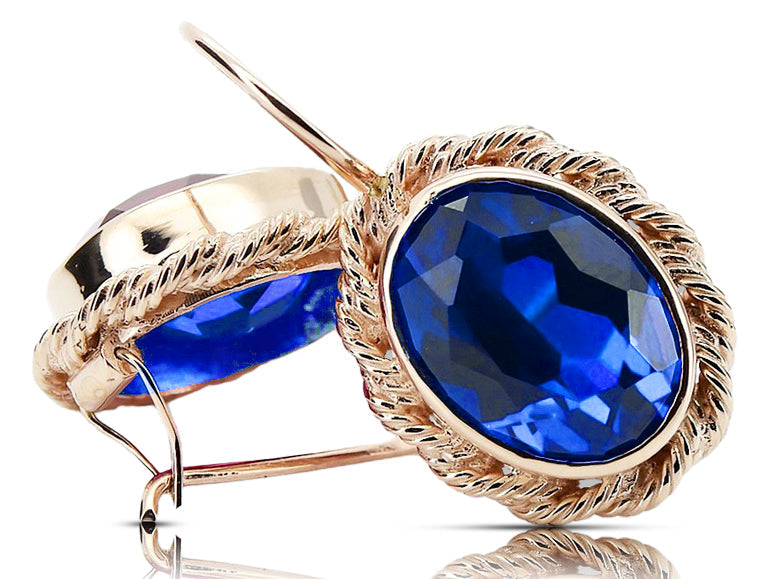 Vintage Sapphire Earrings in 14K Rose Gold (vec007r-sp) — full view of the piece