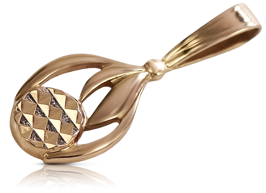 Vintage Leaf Pendant in 14K Rose Gold (vpn057) — view 5