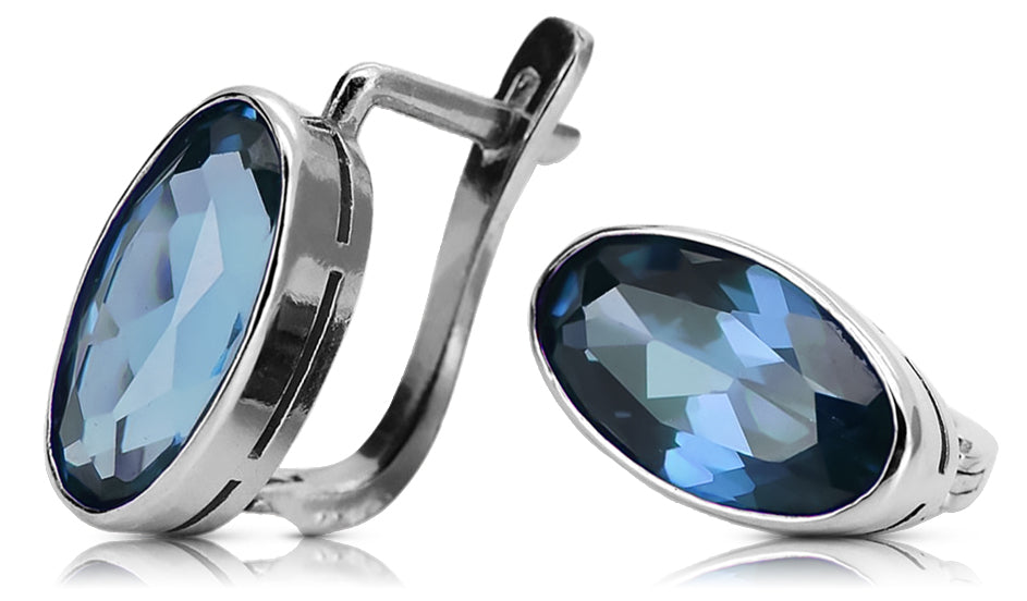 Vintage Alexandrite Aquamarine Earrings in Sterling Silver (vec001s-aq)