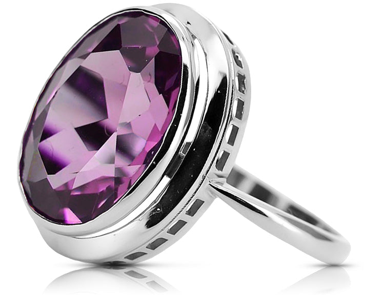 Vintage Amethyst Ring in Sterling Silver (vrc285s-am)