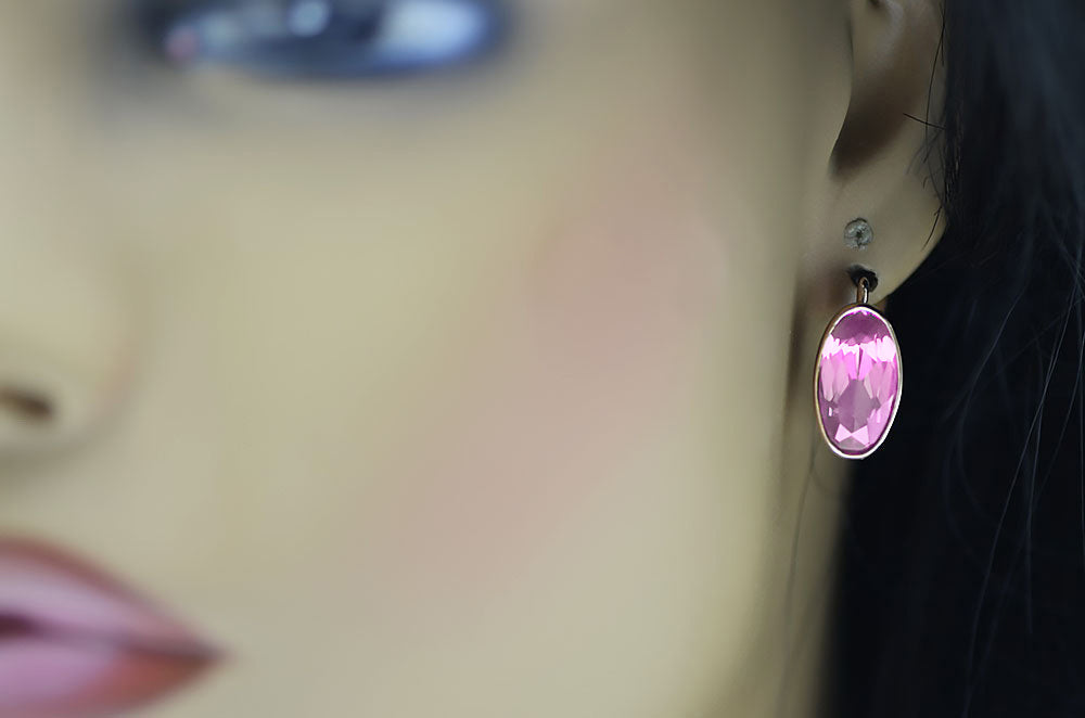 Vintage Amethyst Earrings in 14K Rose Gold (vec001r-am) — full view of the piece