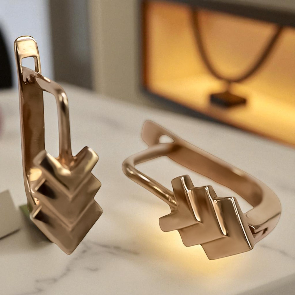 Vintage Leaf Earrings in 14K Rose Gold (ven100)