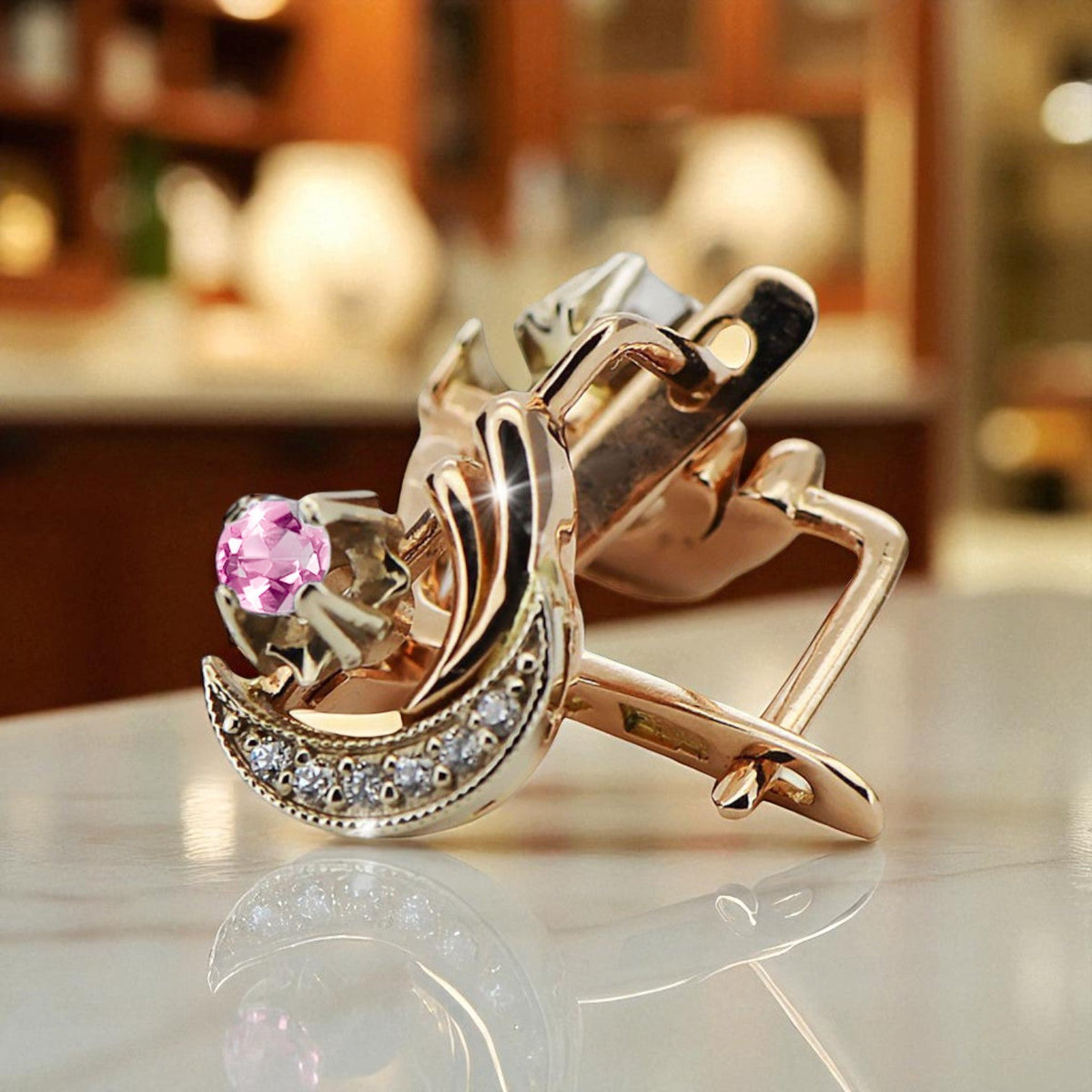Vintage Amethyst Earrings in 14K Rose & White Gold (vec093rw-am)