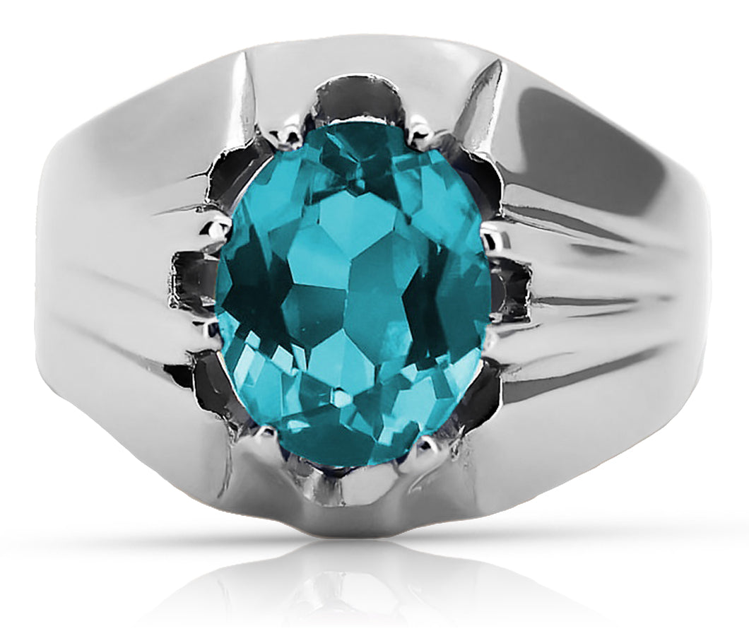 Vintage Aquamarine Ring in Sterling Silver (vrc016s-aq) — full view of the piece