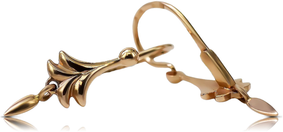 Vintage Leaf Earrings in 14K Rose Gold (ven209) — view 2