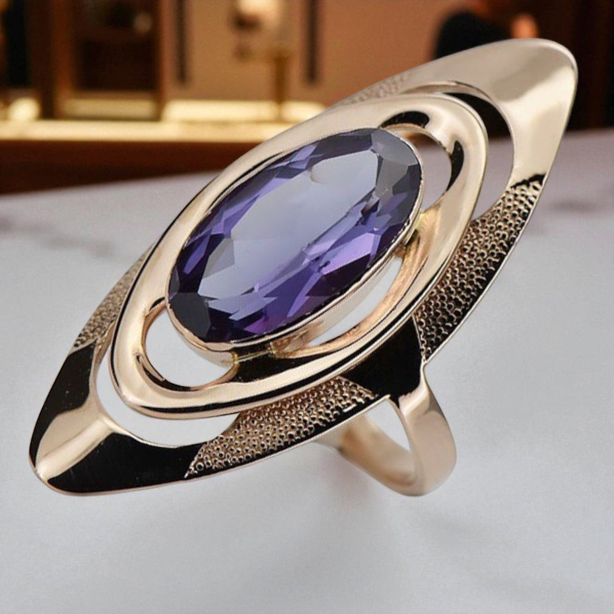 Vintage Alexandrite Ring in 14K Rose Gold (vrc189r-ax)