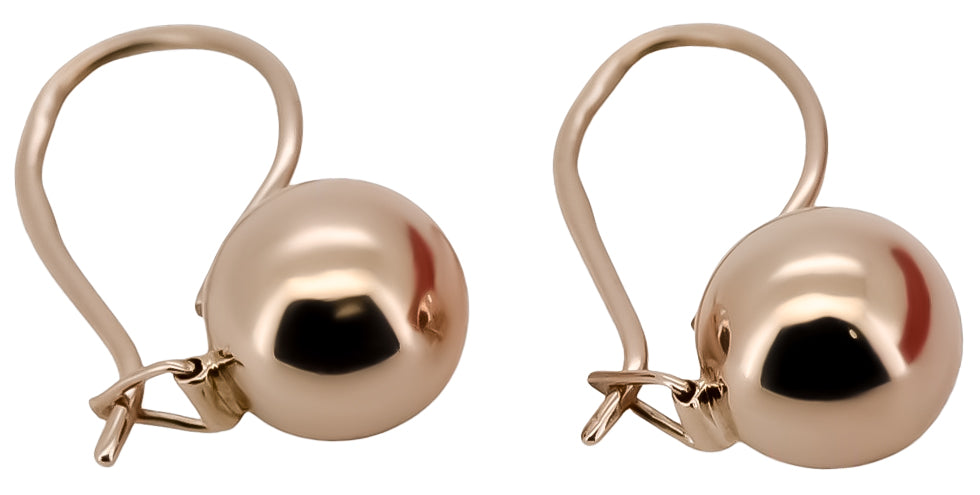 Vintage Ball Earrings in 14K Rose Gold (ven007) — full view of the piece