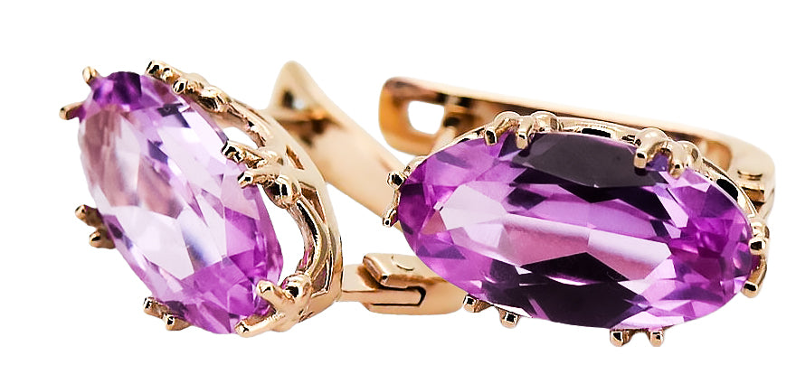 Vintage Amethyst Earrings in 14K Rose Gold (vec021r-am) — view 4